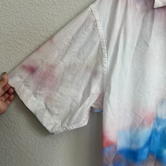 John Elliot Shirt Mens XXL Button Up Camp Watercolor White Short Sleeve Casual - Picture 4 of 15